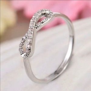 925 Silver Stamped Topaz Friendship Ring Size 6.5